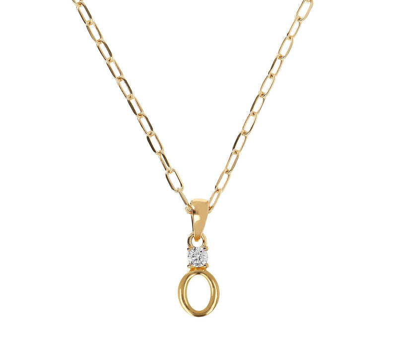 Diamonique Gold Clad Initial Pendant w/ Papercl ip Link Chain — View 31