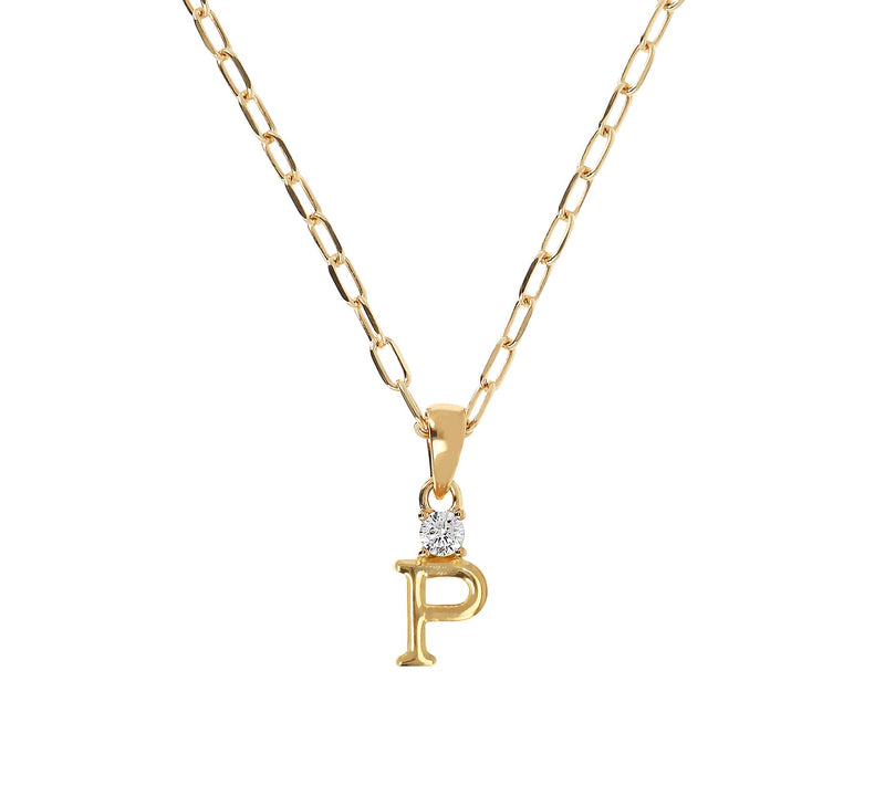 Diamonique Gold Clad Initial Pendant w/ Papercl ip Link Chain — View 33