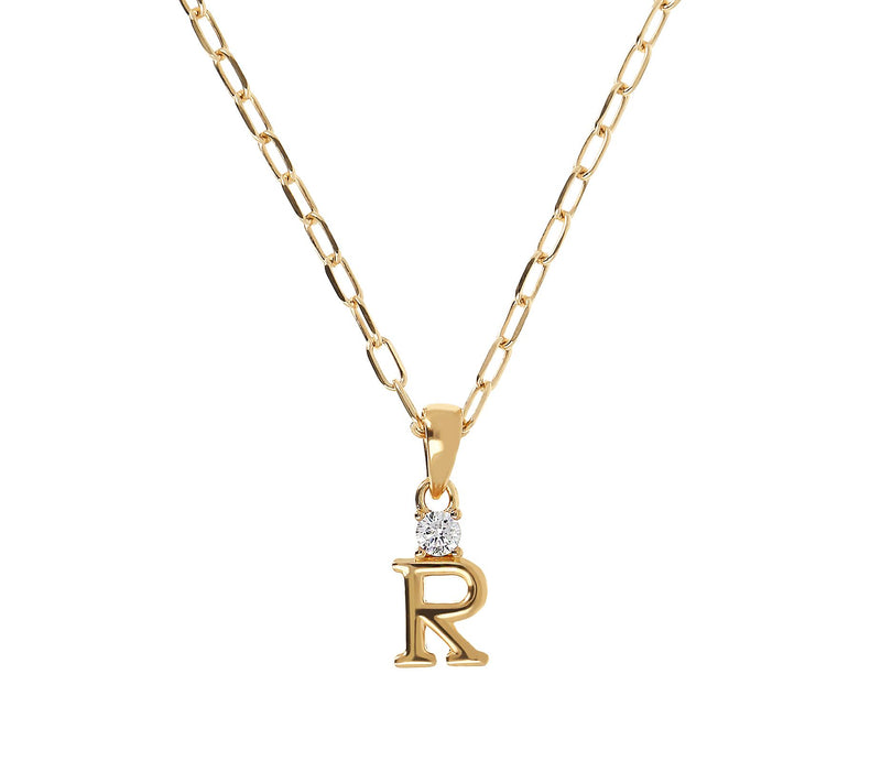 Diamonique Gold Clad Initial Pendant w/ Papercl ip Link Chain — View 37