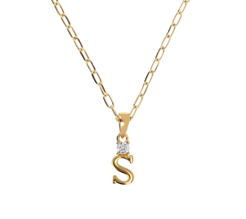 Diamonique Gold Clad Initial Pendant w/ Papercl ip Link Chain — View 39