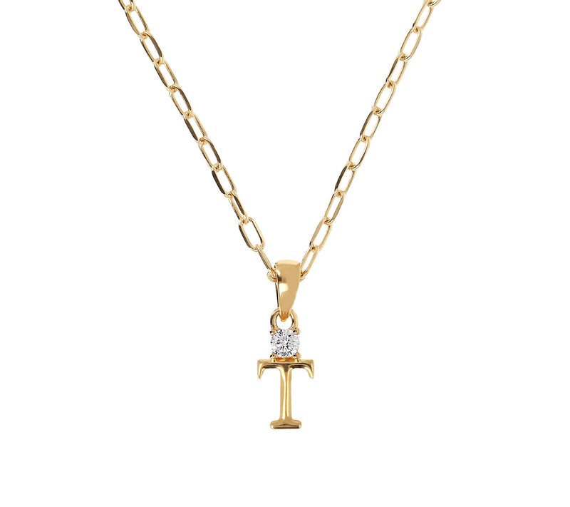 Diamonique Gold Clad Initial Pendant w/ Papercl ip Link Chain — View 41