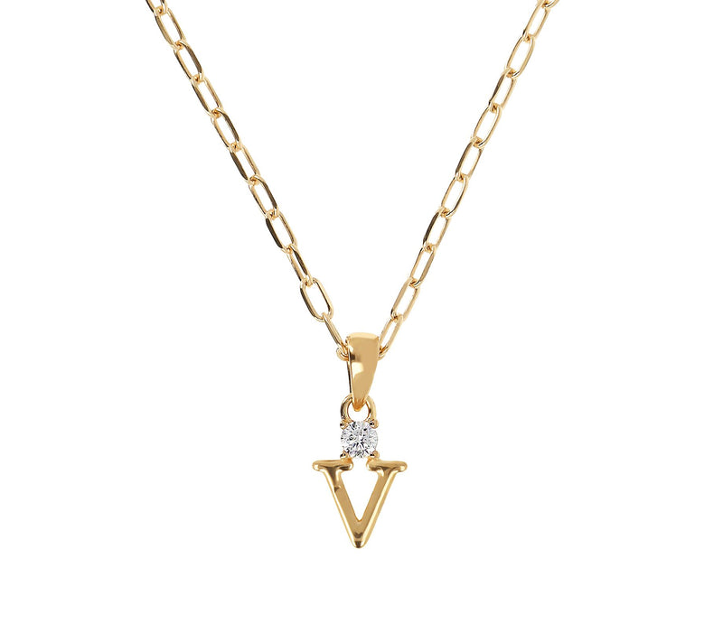 Diamonique Gold Clad Initial Pendant w/ Papercl ip Link Chain — View 45
