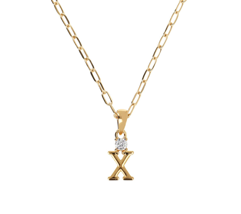 Diamonique Gold Clad Initial Pendant w/ Papercl ip Link Chain — View 49
