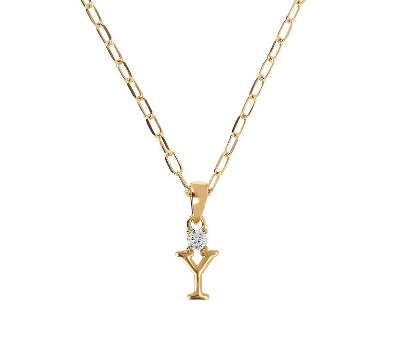 Diamonique Gold Clad Initial Pendant w/ Papercl ip Link Chain — View 51