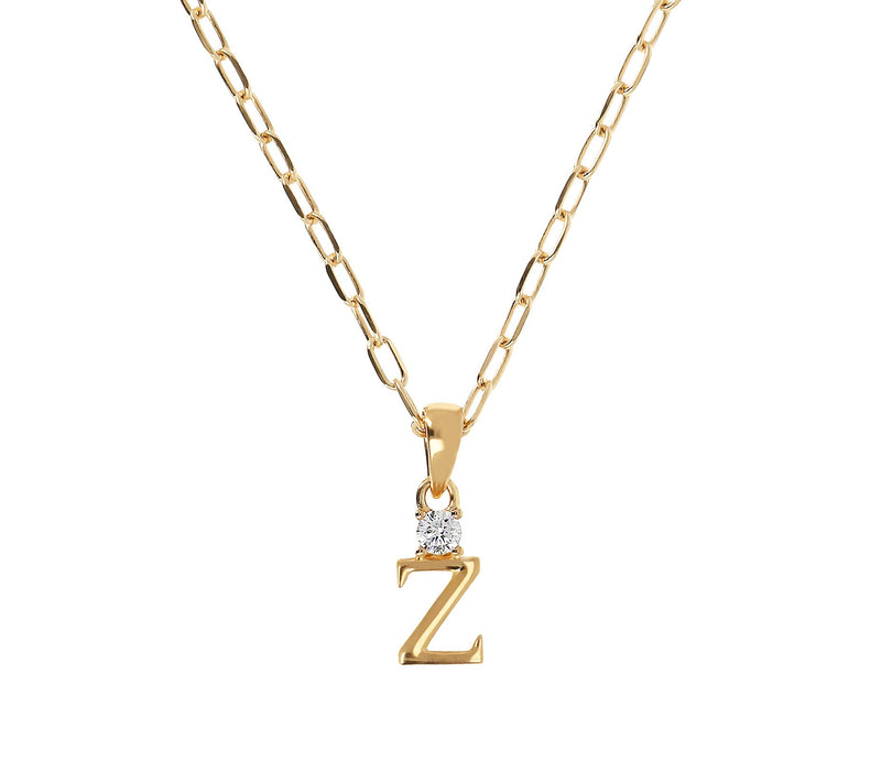 Diamonique Gold Clad Initial Pendant w/ Papercl ip Link Chain — View 53