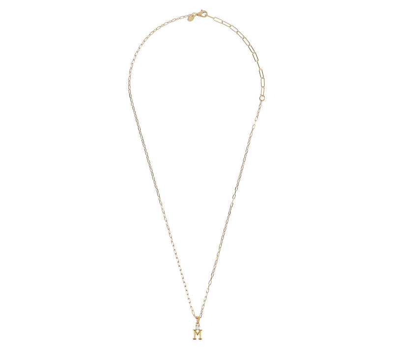 Diamonique Gold Clad Initial Pendant w/ Papercl ip Link Chain — View 54