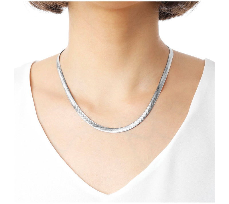 Italian Silver 18" Herringbone Link Necklace, 9.4g — View 9