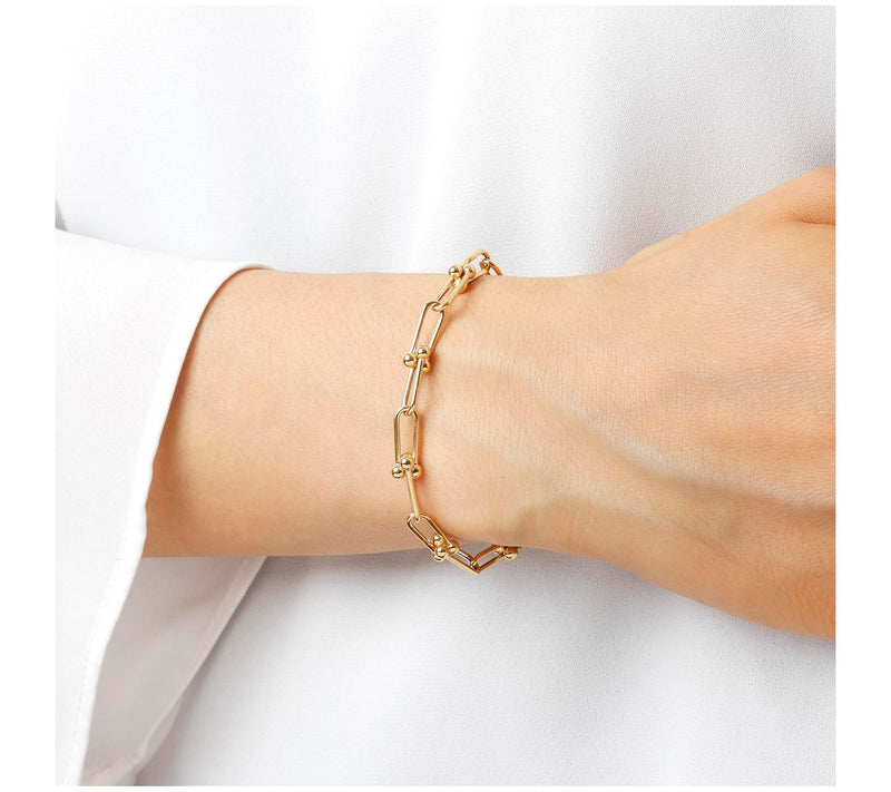 Italian Gold 8-1/4" Polished Fancy Link Bracele, 10K 4.6g — View 5