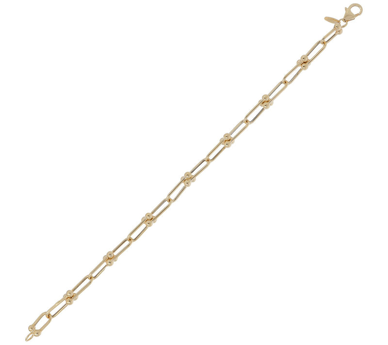 Italian Gold 7-1/2" Polished Fancy Link Bracelet, 10K 4.3g — View 4