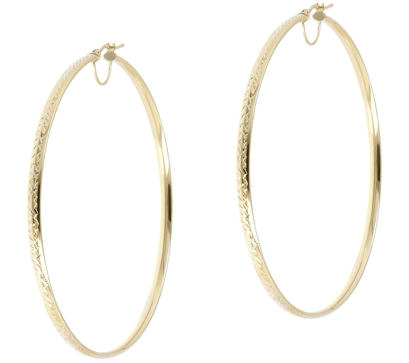 EternaGold 2-1/2" Diamond Cut Hoop Earrings, 14 K Gold — Main view