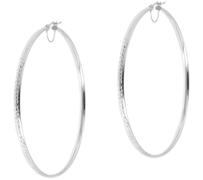 EternaGold 2-1/2" Diamond Cut Hoop Earrings, 14 K Gold — View 5