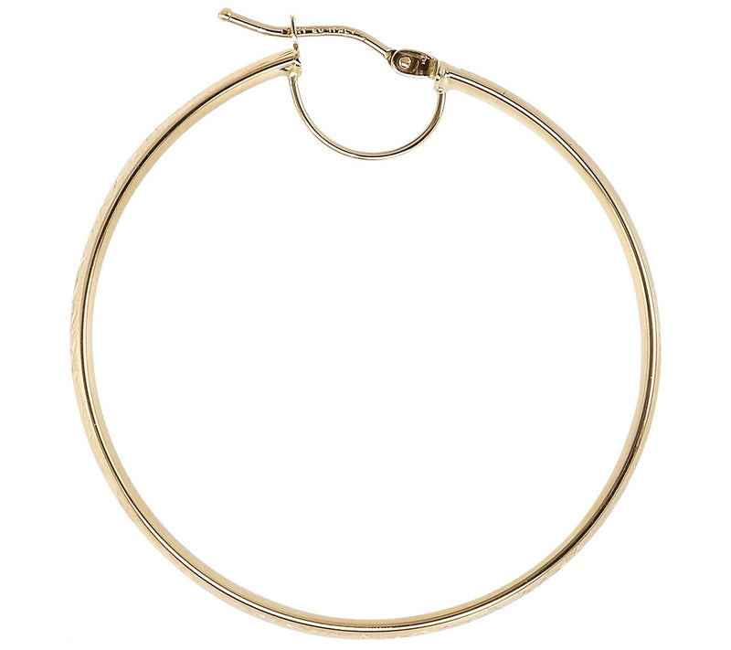 EternaGold 1-1/2" Diamond Cut Hoop Earrings, 14K Gold — View 6