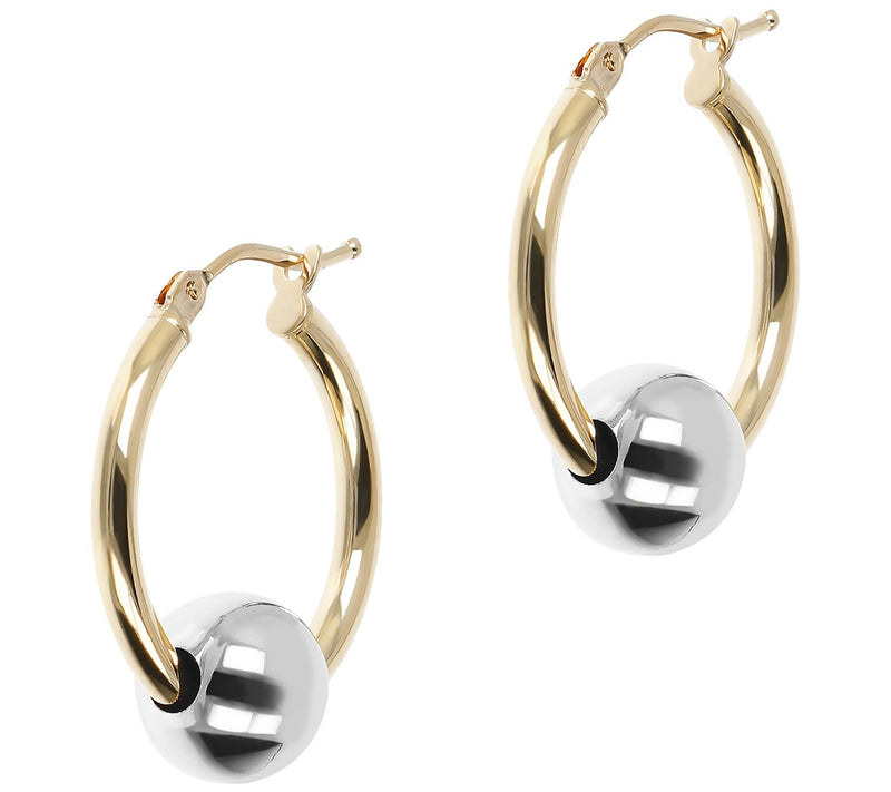 EternaGold 3/4" Beaded Hoop Earrings, 14K Gold — Main view