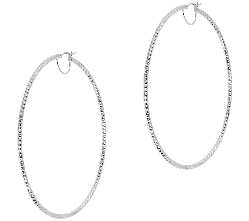 EternaGold 2-1/2" Diamond Cut Round Hoop Earrings, 14K Gold — View 3