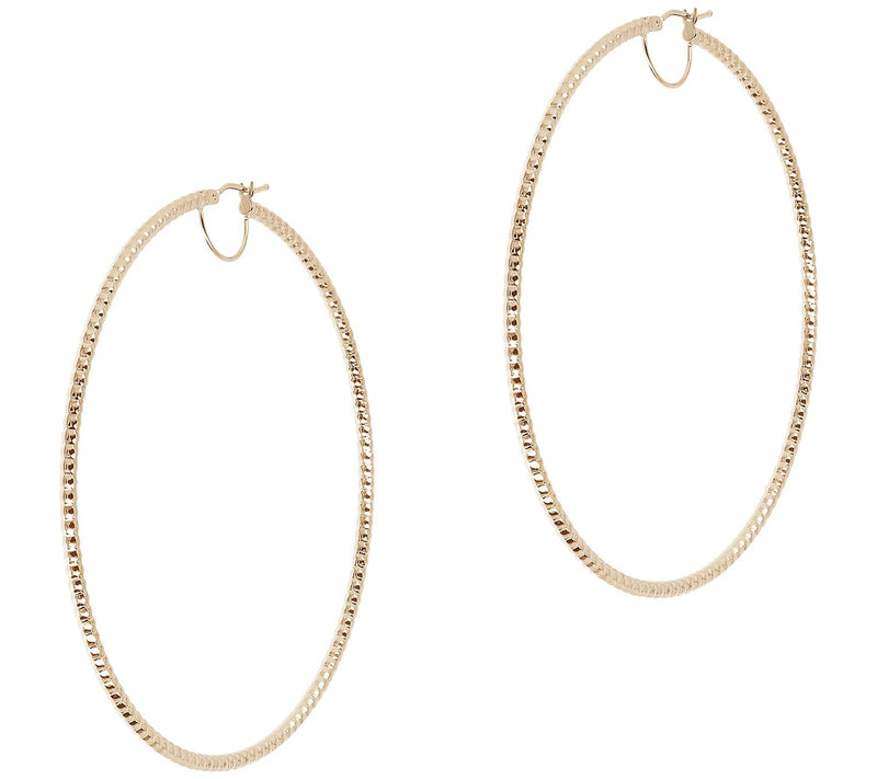 EternaGold 2-1/2" Diamond Cut Round Hoop Earrings, 14K Gold — View 5