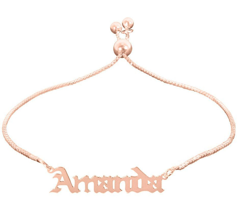14K Rose Plated Personalized Adjustable Name Br acelet — Main view