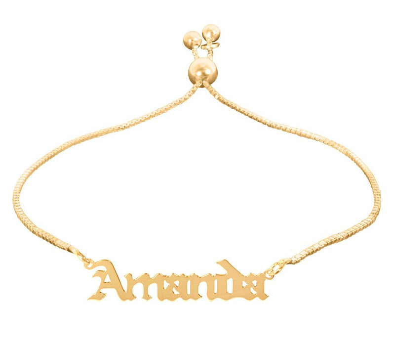 14K Gold Plated Personalized Adjustable Name Br acelet — View 3