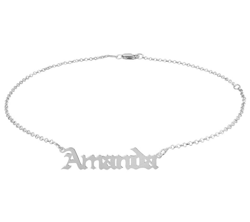 Sterling Silver Personalized Adjustable Name An kle Bracelet — Main view