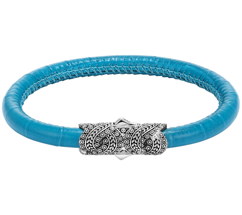 JAI Sterling Silver & Croco Textured Leather Bracelet — Main view