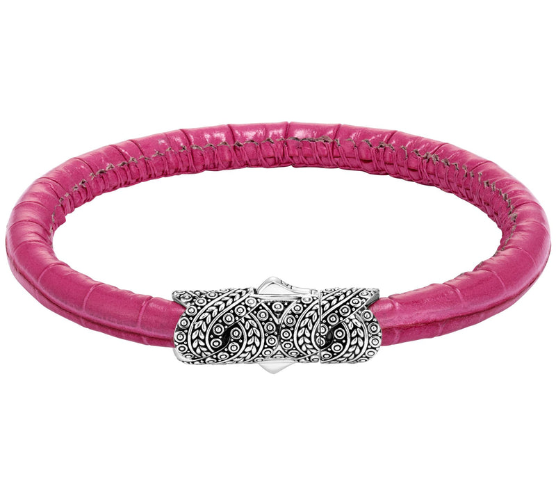 JAI Sterling Silver & Croco Textured Leather Bracelet — View 7