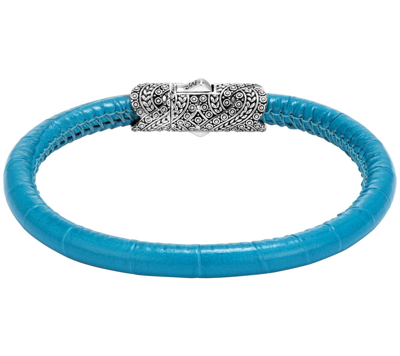 JAI Sterling Silver & Croco Textured Leather Bracelet — View 8