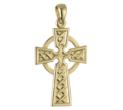 Solvar 14K Gold Embossed Celtic Cross Charm