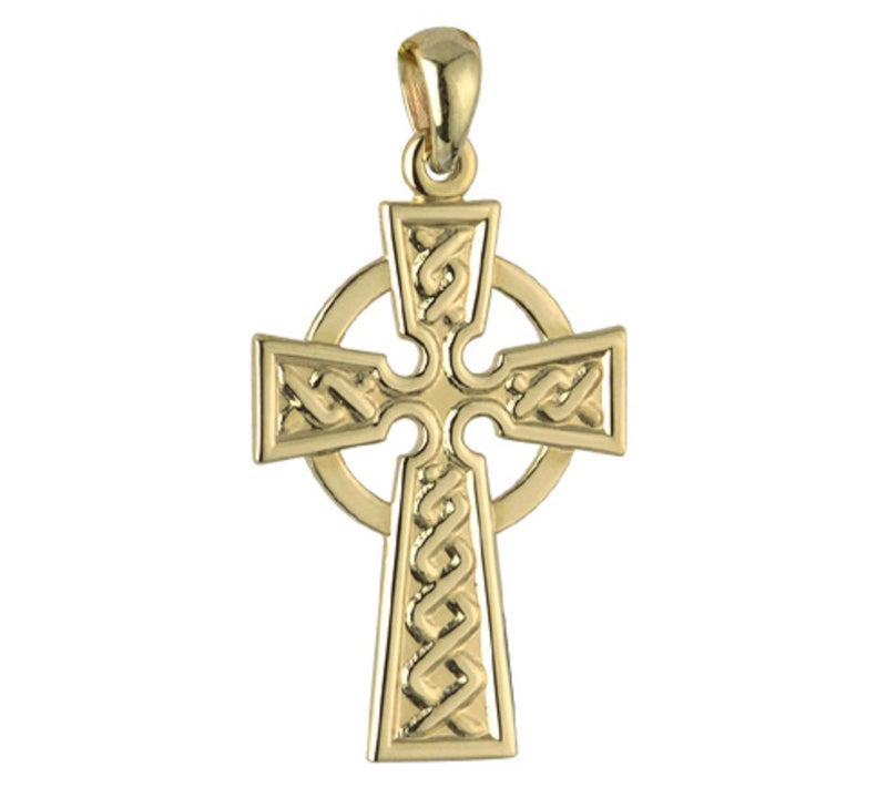 Solvar 14K Gold Embossed Celtic Cross Charm — Main view