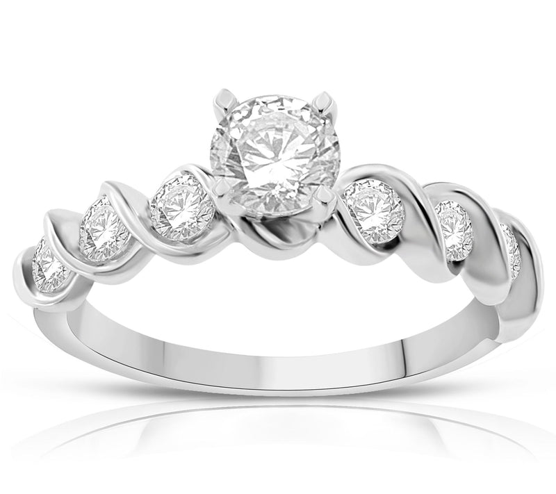 Affinity 1.00 cttw Diamond Ribboned Ring, 14K W hite Gold — Main view