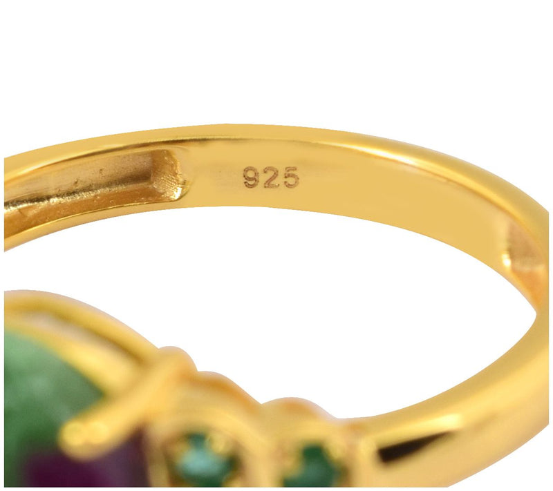 14K Gold Plated 3.50 cttw Ruby Zoisite & Emerald Ring — View 7