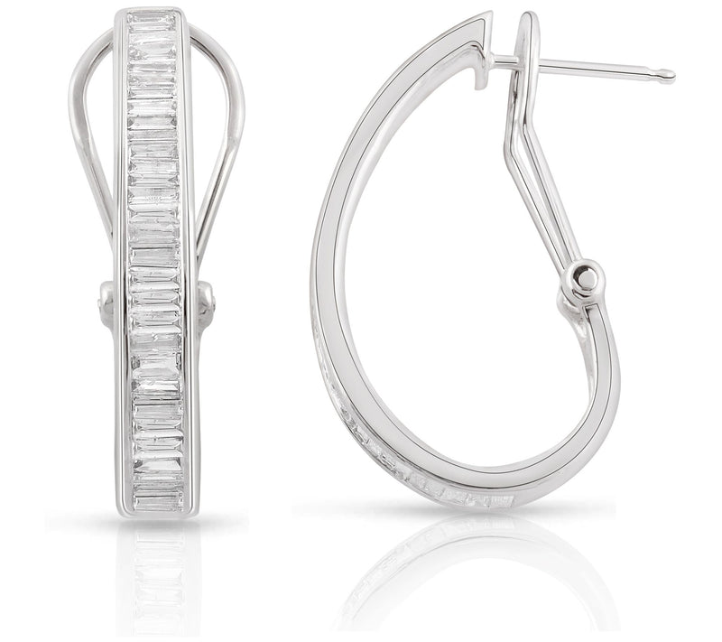 Affinty 1.00 cttw Baguette Hoop Earrings, 14K Gold — View 3