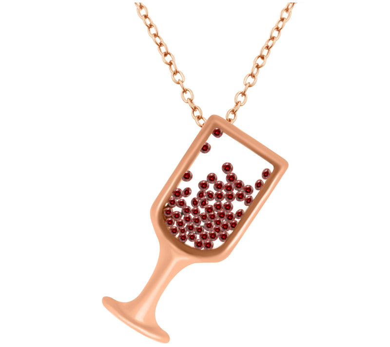 Affinity Gems Garnet Champagne Glass Pendan t w/ Chain, 14K — Main view
