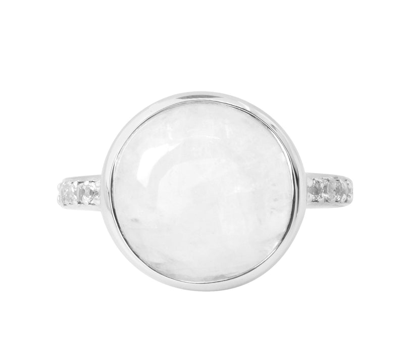 Sterling Silver Rainbow Moonst one & White Top az Ring — Main view