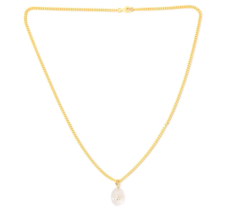 14K Gold Plated Moonstone & White Topaz Pendant w/ Chain — View 5