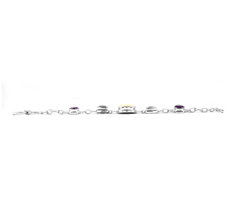 Sterling Silver Multi-Gemstone T-Bar Bracelet — View 5