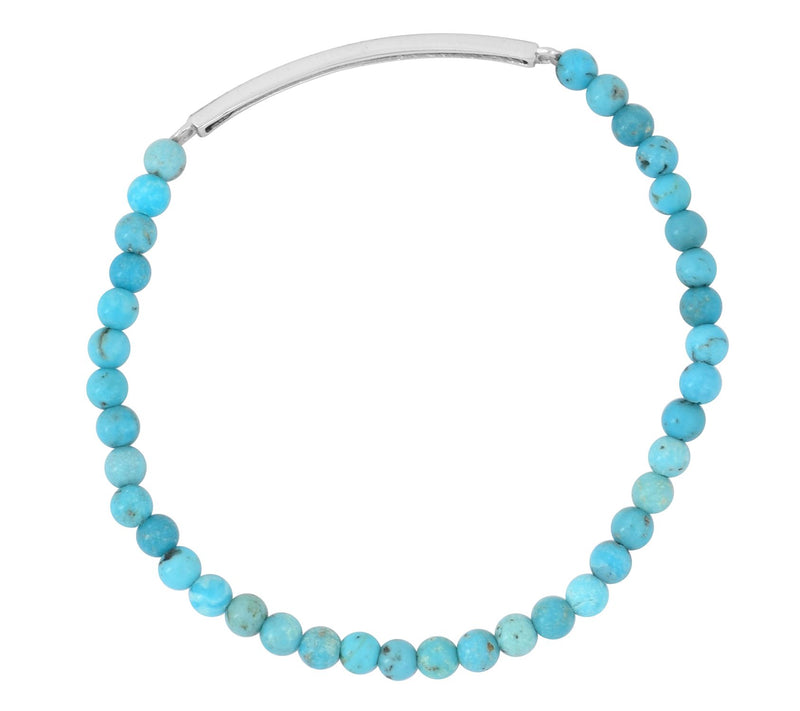 Sterling Silver Turquoise & Black Spinel Stretch Bracelet — View 5