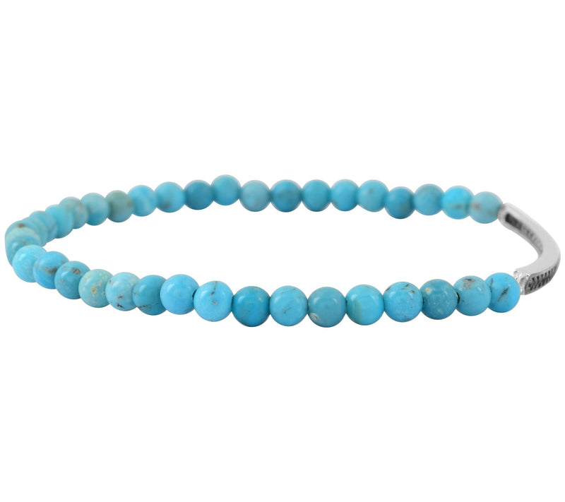 Sterling Silver Turquoise & Black Spinel Stretch Bracelet — View 6