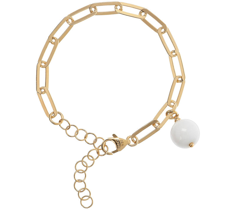 Italian Silver 18K Gold-Plated Gemstone Paperclip Bracelet — View 11