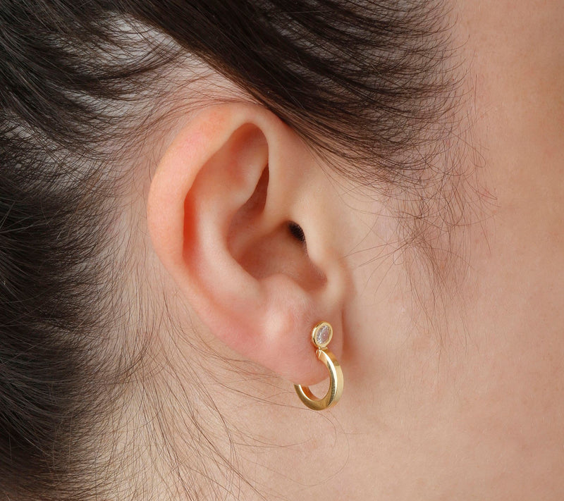 Diamonique 0.95 cttw Half Hoop Earrings, Sterli ng Silver — View 7