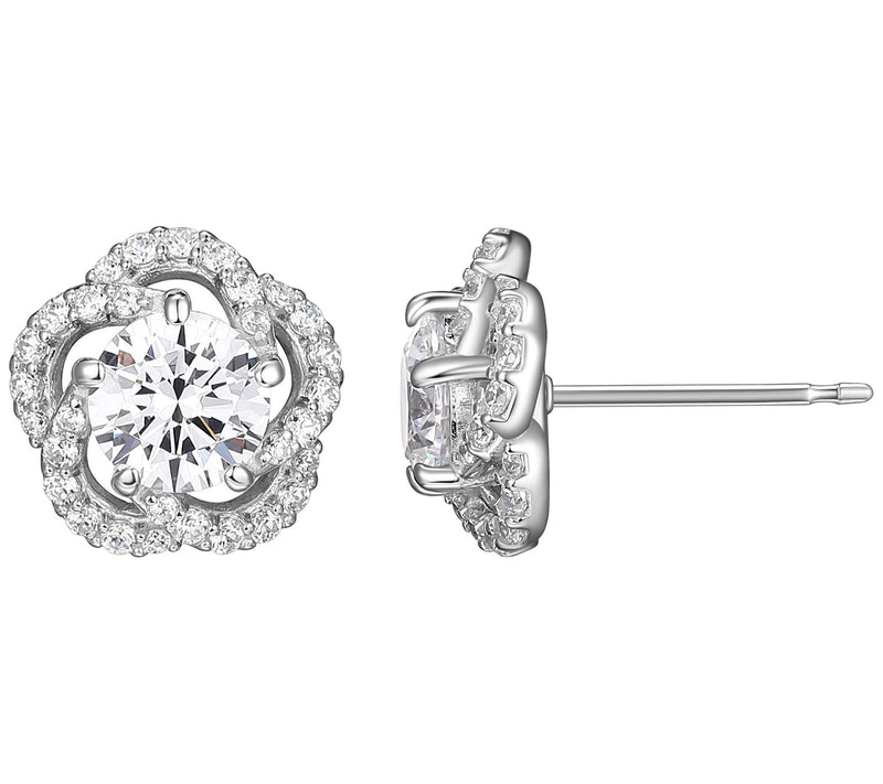 Diamonique 3.70 cttw Clover Halo Stud Earrings, Sterling — View 3