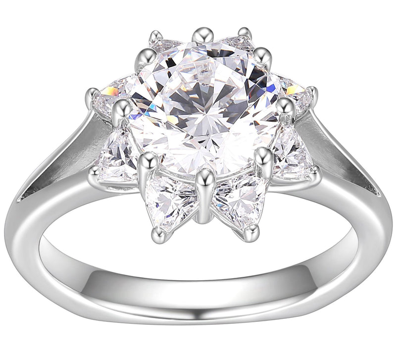 Diamonique 4.90 cttw Flower Inspired Ring, Ster ling Silver — Main view