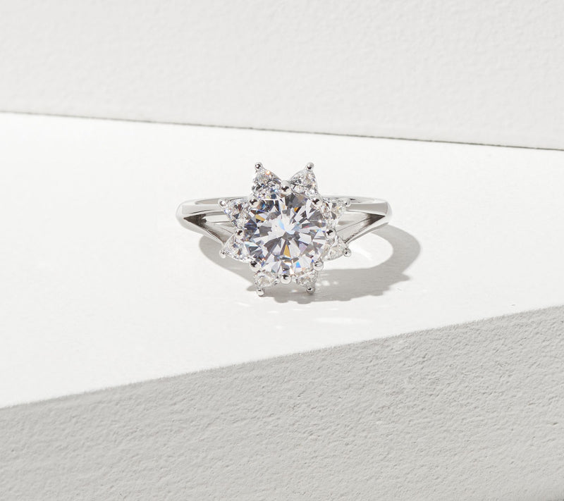 Diamonique 4.90 cttw Flower Inspired Ring, Ster ling Silver — View 2