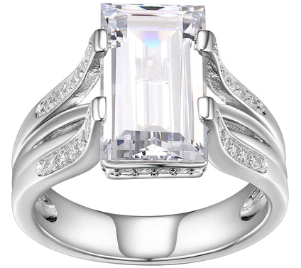 Diamonique 10.70 Baguette Fluted Ring, SterlingSilver