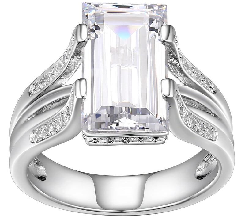 Diamonique 10.70 Baguette Fluted Ring, SterlingSilver — Main view