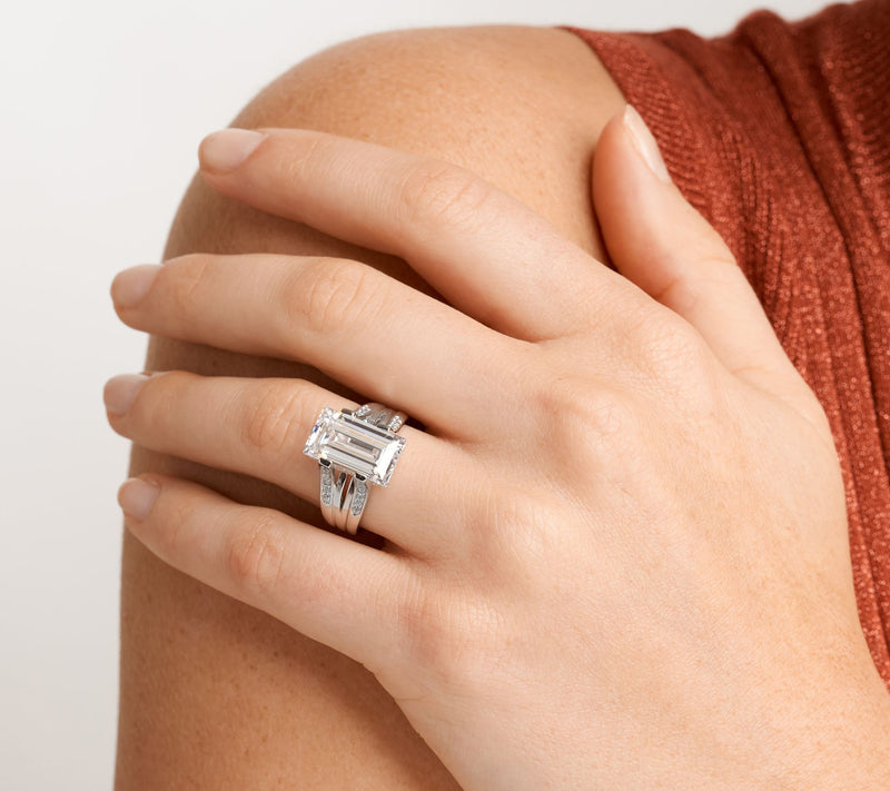 Diamonique 10.70 Baguette Fluted Ring, SterlingSilver — View 3