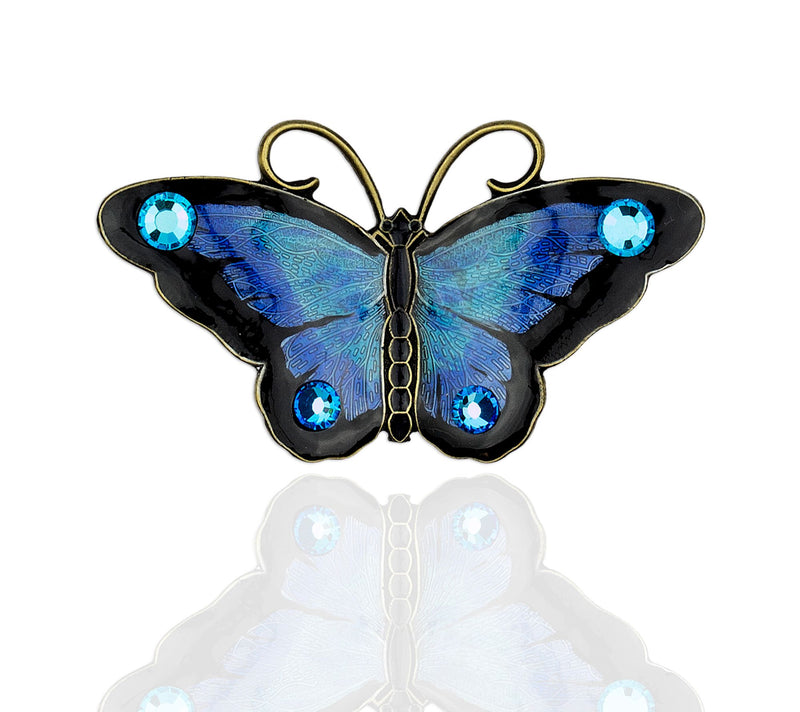 Anne Koplik Black & Blues Crystal Butterfly Pin — View 3