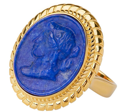 Tagliamonte 18K Gold Plated Sterling Lapis Cameo Ring