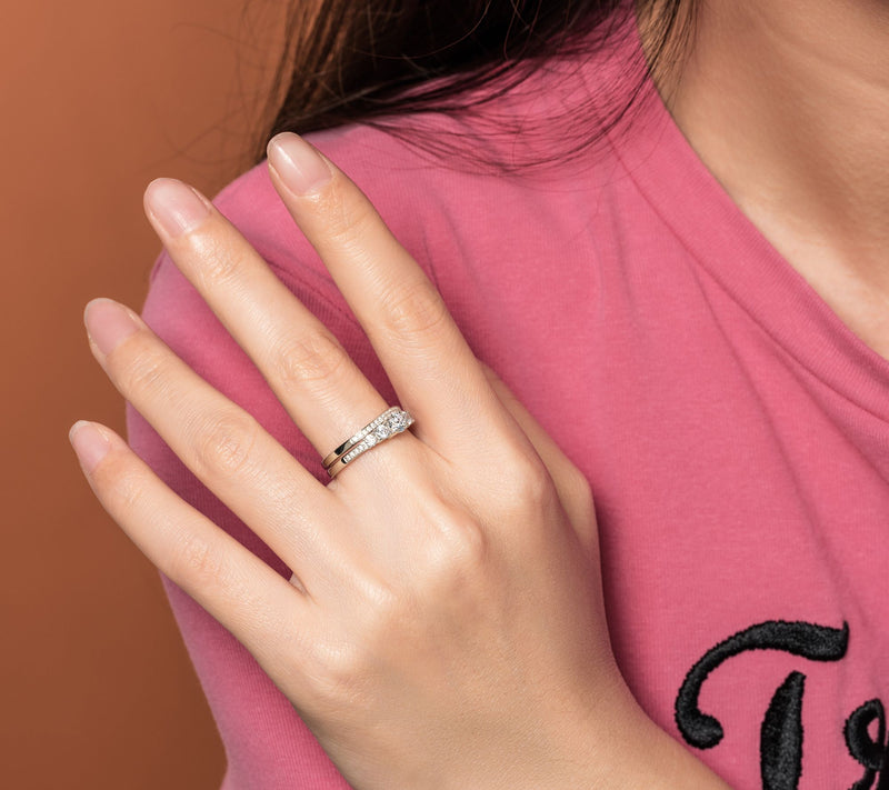 Diamonique 2-Piece 5-Stone Round-Cut Bridal Ring Set, Sterling — View 7