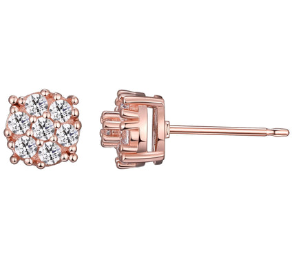 Diamonique 0.90 cttw Stud Earrings, 18K Rose Clad