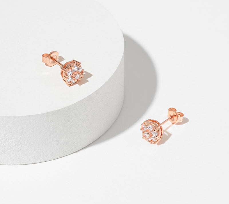 Diamonique 0.90 cttw Stud Earrings, 18K Rose Clad — View 4