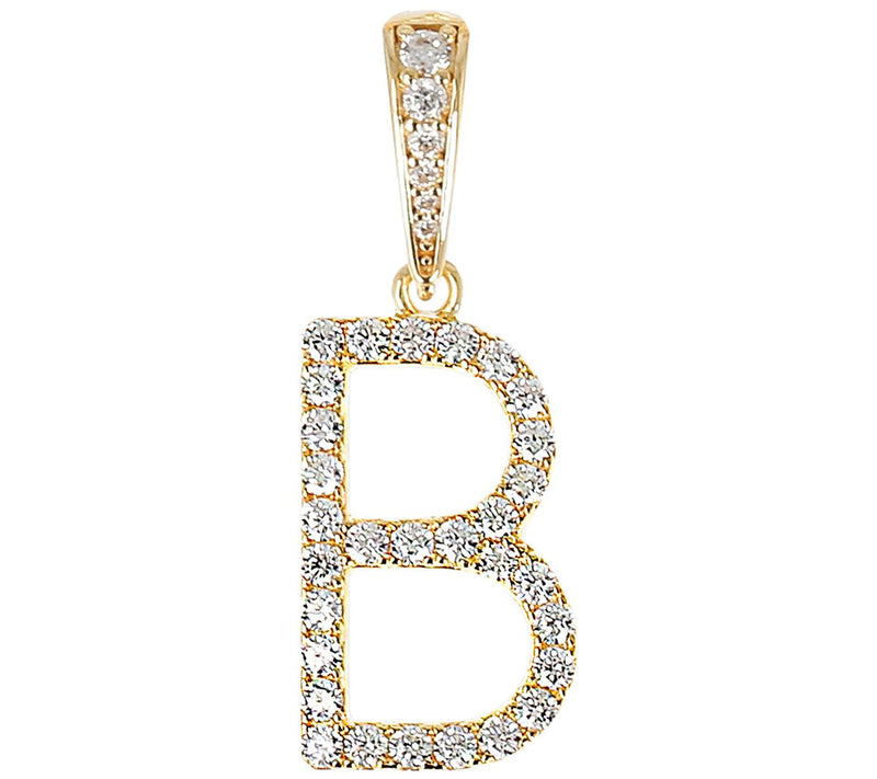 Diamonique Bold Initial Enhancer Pendant, 14K Gold Clad — View 5